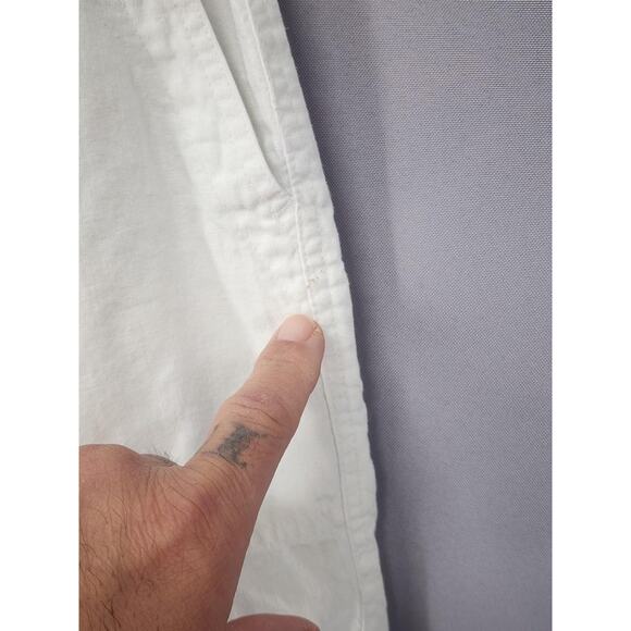 Retro Bugle Boy Shorts Mens 34X7 White Ramie Cotton Elastic Waist Casual 90s - Picture 6 of 14